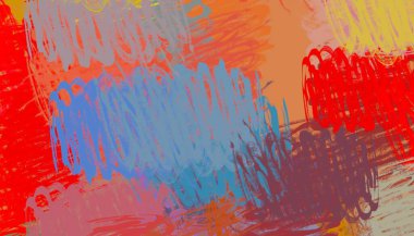 Soyut arka plan sanatı. 2D çizim. Etkileyici yağlı boya resim. Tuvalde fırça darbeleri. Modern sanat. Çok renkli arkaplan. Çağdaş sanat. İfade. Sanatsal dijital palet.