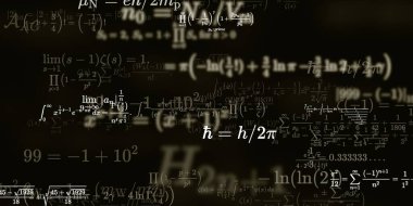 Formüllü matematik geçmişi, kusursuz çizimler. Renkli sembollü soyut desen  