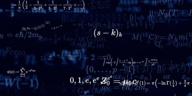 Formüllü matematik geçmişi, kusursuz çizimler. Renkli sembollü soyut desen  
