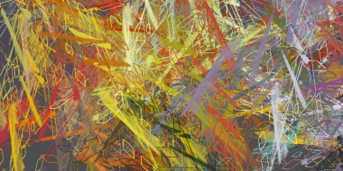 Soyut arka plan sanatı. 2D çizim. Etkileyici yağlı boya resim. Tuvalde fırça darbeleri. Modern sanat. Çok renkli arkaplan. Çağdaş sanat. İfade. Sanatsal dijital palet.