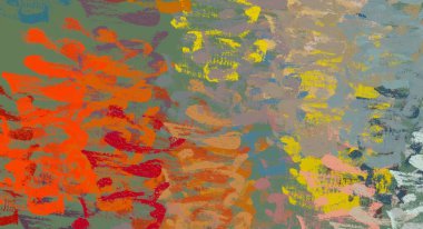 Soyut arka plan sanatı. 2D çizim. Etkileyici yağlı boya resim. Tuvalde fırça darbeleri. Modern sanat. Çok renkli arkaplan. Çağdaş sanat. İfade. Sanatsal dijital palet.