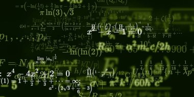 Formüllü matematik geçmişi, kusursuz çizimler. Renkli sembollü soyut desen  