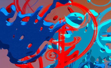 Soyut arka plan sanatı. 3 boyutlu illüstrasyon. Tuvalde fırça darbeleri. Çok renkli arkaplan. Çağdaş sanat. Sanatsal dijital palet.