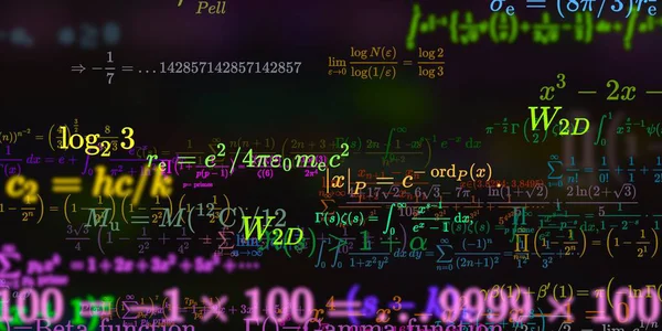 Kontekst Matematyczny Formułami Bezproblemowa Ilustracja Abstrakcyjny Wzór Kolorowymi Symbolami — Zdjęcie stockowe