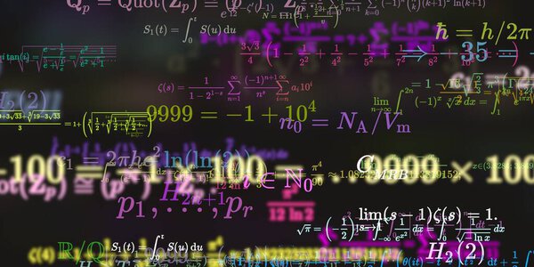 Mathematics background with formulas, seamless illustration   