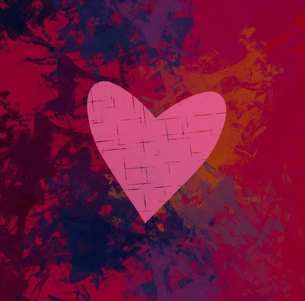 Abstraktní Valentýnské Pozadí Umění Srdce Plátně Mnohobarevné Romantické Pozadí Současné — Stock fotografie