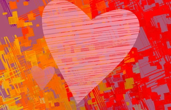 Abstract Valentine Background Art Corazones Sobre Lienzo Fondos Románticos Multicolor —  Fotos de Stock