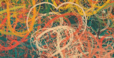 Soyut Sevgililer Günü arkaplan sanatı. Kalpler tuvalde. Çok renkli romantik bir fon. Çağdaş sanat. Sanatsal dijital palet.