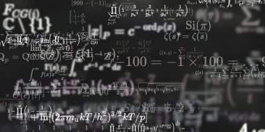 Formüllü matematik geçmişi, kusursuz çizimler. Renkli sembollü soyut desen  