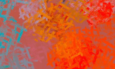 Soyut arka plan sanatı. 2D çizim. Etkileyici yağlı boya resim. Tuvalde fırça darbeleri. Modern sanat. Çok renkli arkaplan. Çağdaş sanat. İfade. Sanatsal dijital palet.