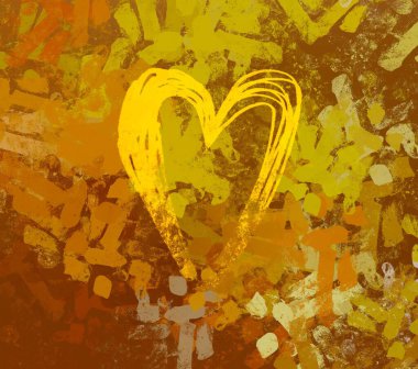 Soyut Sevgililer Günü arkaplan sanatı. Kalpler tuvalde. Çok renkli romantik bir fon. Çağdaş sanat. Sanatsal dijital palet.