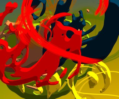 Soyut arka plan sanatı. 3 boyutlu illüstrasyon. Tuvalde fırça darbeleri. Çok renkli arkaplan. Çağdaş sanat. Sanatsal dijital palet.