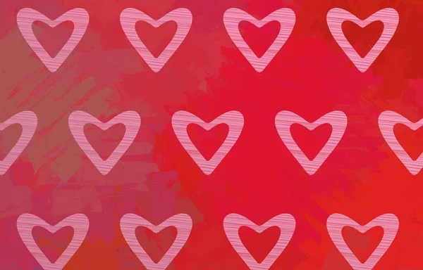 Abstract Valentine Background Art Corazones Sobre Lienzo Fondos Románticos Multicolor — Foto de Stock