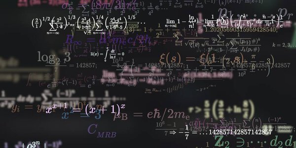 Mathematics background with formulas, seamless illustration   