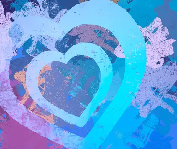 Abstract Valentine Background Art Hearts Canvas Multicolored Romantic Backdrop Contemporary — Stock Photo, Image