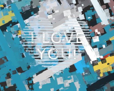 Soyut Sevgililer Günü arkaplan sanatı. Kalpler tuvalde. Çok renkli romantik bir fon. Çağdaş sanat. Sanatsal dijital palet.