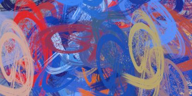 Soyut arka plan sanatı. 2D çizim. Etkileyici yağlı boya resim. Tuvalde fırça darbeleri. Modern sanat. Çok renkli arkaplan. Çağdaş sanat. İfade. Sanatsal dijital palet.