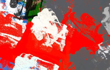 Soyut arka plan sanatı. 2D çizim. Etkileyici yağlı boya resim. Tuvalde fırça darbeleri. Modern sanat. Çok renkli arkaplan. Çağdaş sanat. İfade. Sanatsal dijital palet.