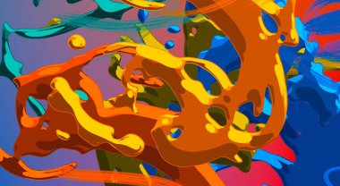 Soyut arka plan sanatı. 2D çizim. Etkileyici yağlı boya resim. Tuvalde fırça darbeleri. Modern sanat. Çok renkli arkaplan. Çağdaş sanat. İfade. Sanatsal dijital palet.