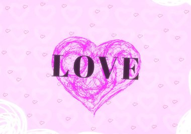 Soyut Sevgililer Günü arkaplan sanatı. Kalpler tuvalde. Çok renkli romantik bir fon. Çağdaş sanat. Sanatsal dijital palet.