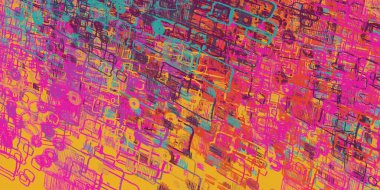 Soyut arka plan sanatı. 2D çizim. Etkileyici yağlı boya resim. Tuvalde fırça darbeleri. Modern sanat. Çok renkli arkaplan. Çağdaş sanat. İfade. Sanatsal dijital palet.