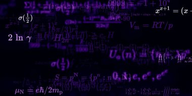 Formüllü matematik geçmişi, kusursuz çizimler. Renkli sembollü soyut desen  