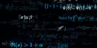 Formüllü matematik geçmişi, kusursuz çizimler. Renkli sembollü soyut desen  