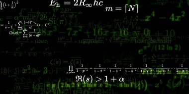 Formüllü matematik geçmişi, kusursuz çizimler. Renkli sembollü soyut desen  
