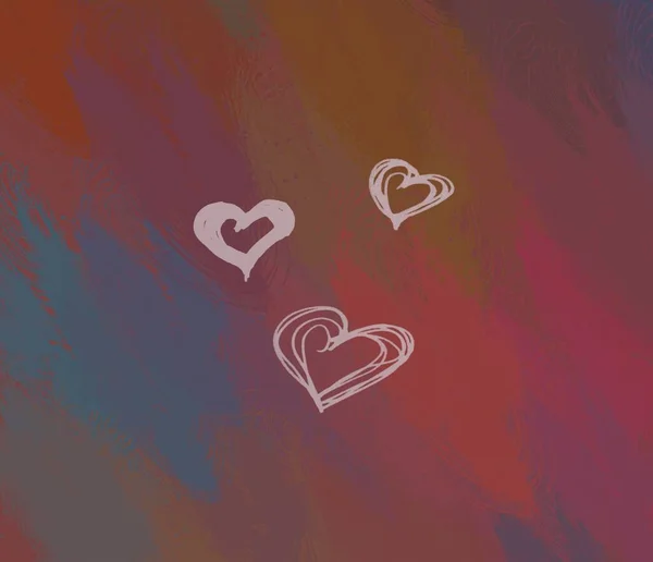 Abstract Valentine Background Art Corazones Sobre Lienzo Fondos Románticos Multicolor — Foto de Stock