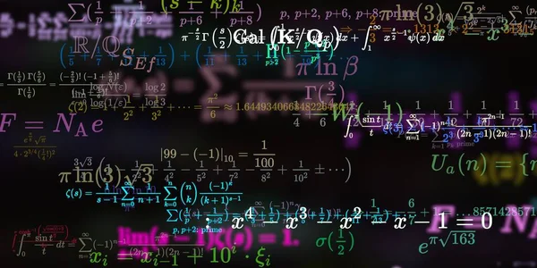 Matematiikka Tausta Kaavoja Saumaton Kuva Abstrakti Kuvio Värikkäillä Symboleilla — kuvapankkivalokuva