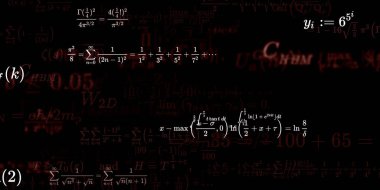 Formüllü matematik geçmişi, kusursuz çizimler. Renkli sembollü soyut desen  