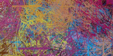 Soyut arka plan sanatı. 2D çizim. Etkileyici yağlı boya resim. Tuvalde fırça darbeleri. Modern sanat. Çok renkli arkaplan. Çağdaş sanat. İfade. Sanatsal dijital palet.