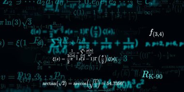 Formüllü matematik geçmişi, kusursuz çizimler. Renkli sembollü soyut desen  