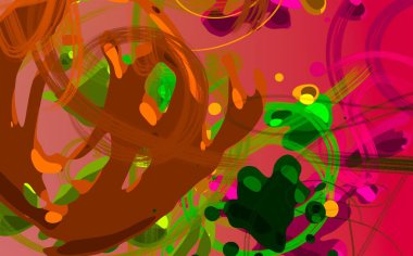 Soyut arka plan sanatı. 3 boyutlu illüstrasyon. Tuvalde fırça darbeleri. Çok renkli arkaplan. Çağdaş sanat. Sanatsal dijital palet.