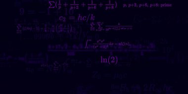 Formüllü matematik geçmişi, kusursuz çizimler. Renkli sembollü soyut desen  