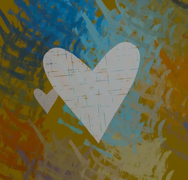 Abstract Valentine Background Art Corazones Sobre Lienzo Fondos Románticos Multicolor — Foto de Stock