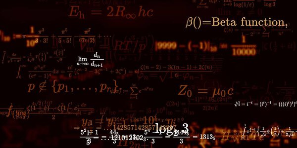 Mathematics background with formulas, seamless illustration. Abstract pattern with colorful symbols  