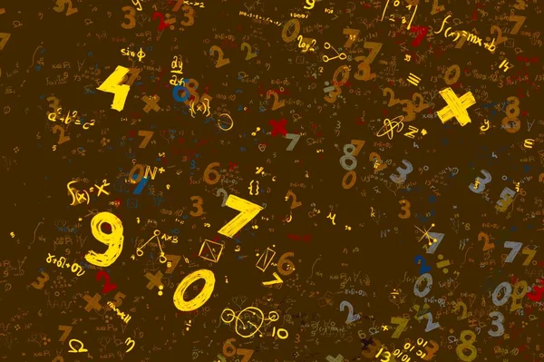 Math. 2d illustration. Abstract background with numbers, copy space