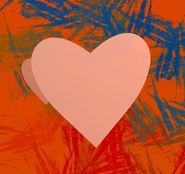 Soyut Sevgililer Günü arkaplan sanatı. Kalpler tuvalde. Çok renkli romantik bir fon. Çağdaş sanat. Sanatsal dijital palet.