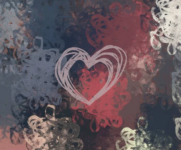 Abstract Valentine Background Art Corazones Sobre Lienzo Fondos Románticos Multicolor — Foto de Stock