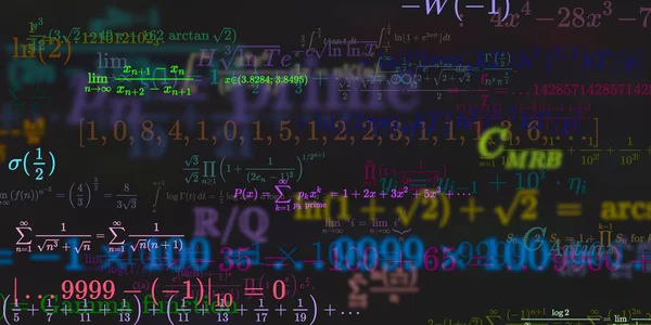 Mathematischer Hintergrund Mit Formeln Nahtlose Illustration Abstraktes Muster Mit Bunten — Stockfoto