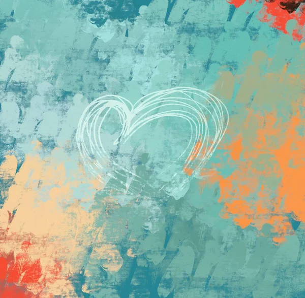 Abstract Valentine Background Art Hearts Canvas Multicolored Romantic Backdrop Contemporary — Stock Photo, Image