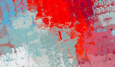 Soyut arka plan sanatı. 2D çizim. Etkileyici yağlı boya resim. Tuvalde fırça darbeleri. Modern sanat. Çok renkli arkaplan. Çağdaş sanat. İfade. Sanatsal dijital palet.