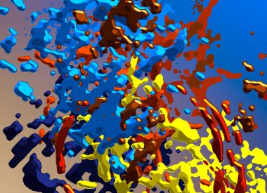 Soyut arka plan sanatı. 3 boyutlu illüstrasyon. Tuvalde fırça darbeleri. Çok renkli arkaplan. Çağdaş sanat. Sanatsal dijital palet.