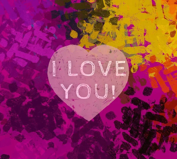 Abstract Valentine Background Art Corazones Sobre Lienzo Fondos Románticos Multicolor — Foto de Stock