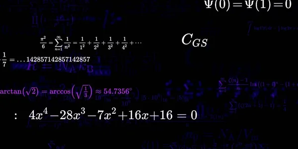 Matematikai Háttér Képletek Zökkenőmentes Illusztráció Absztrakt Minta Színes Szimbólumokkal — Stock Fotó