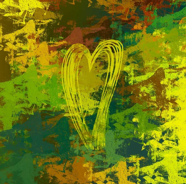 Abstract Valentine Background Art Corazones Sobre Lienzo Fondos Románticos Multicolor — Foto de Stock