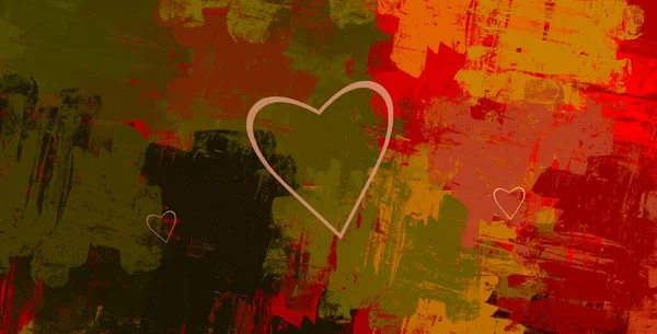 Abstract Valentine Background Art Corazones Sobre Lienzo Fondos Románticos Multicolor — Foto de Stock