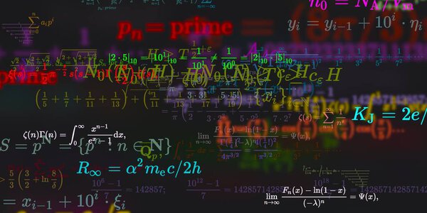 Mathematics background with formulas, seamless illustration   