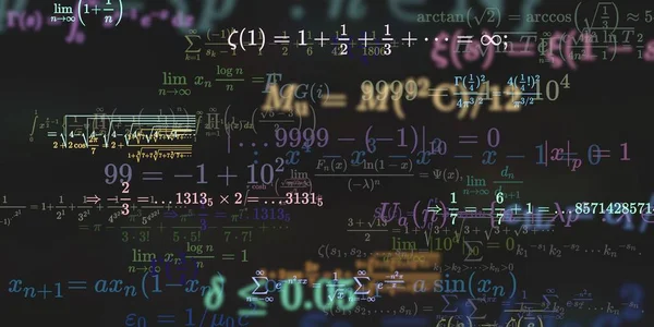 Kontekst Matematyczny Formułami Bezproblemowa Ilustracja Abstrakcyjny Wzór Kolorowymi Symbolami — Zdjęcie stockowe